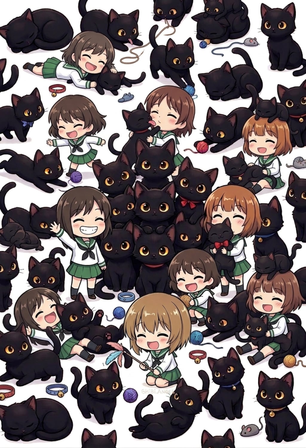 ミニキャラと黒猫