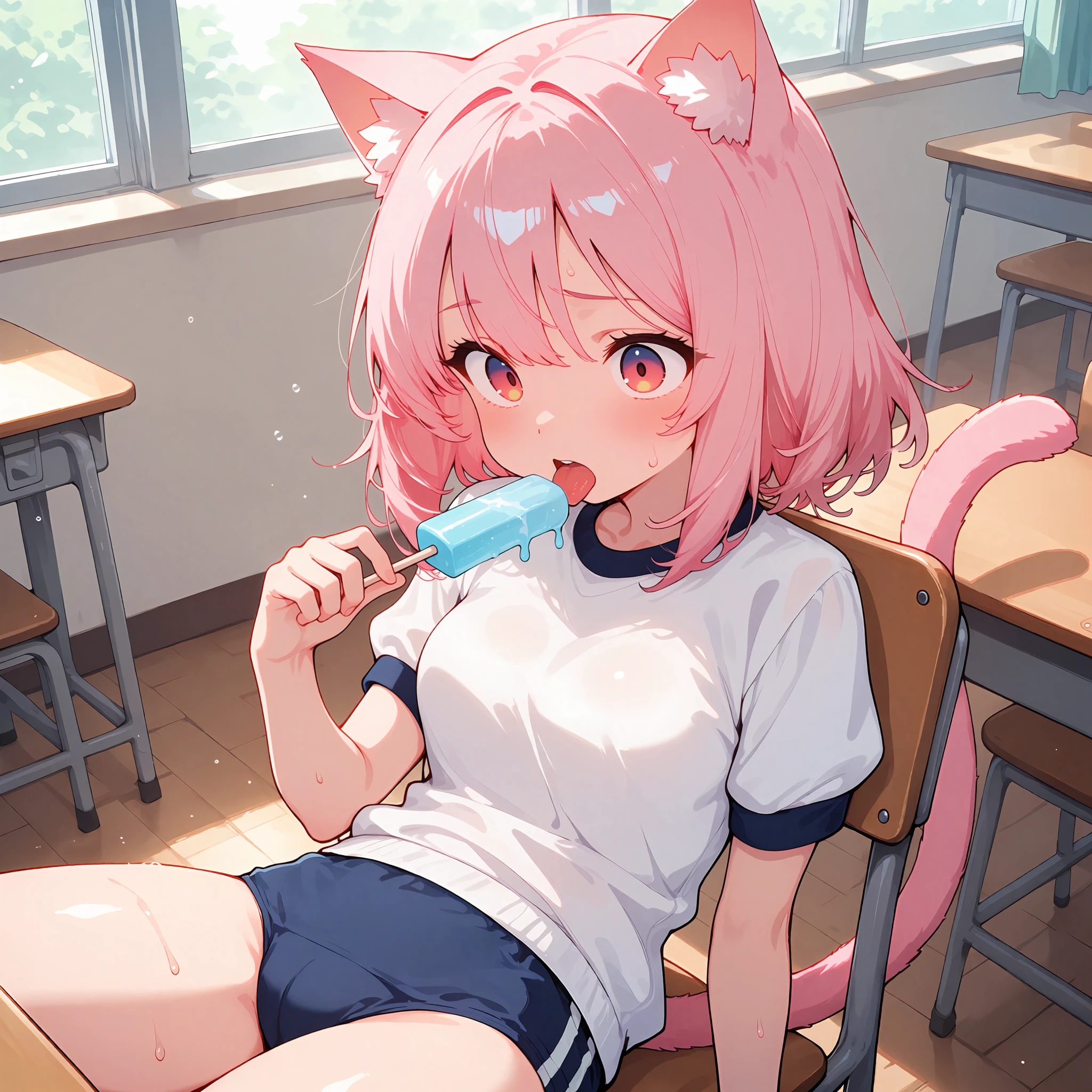 アイスを食べる猫耳さん