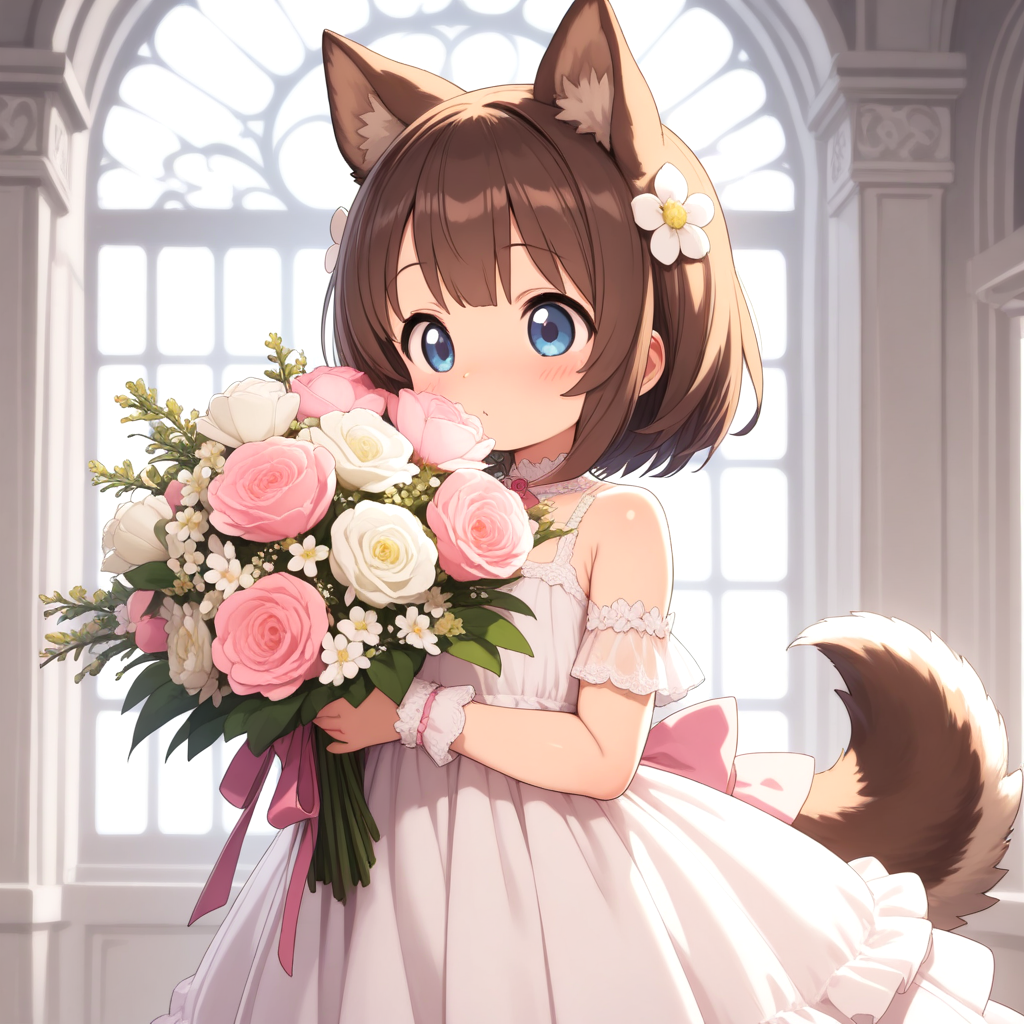 取り敢えずお花の匂いをくんくんするワンちゃん