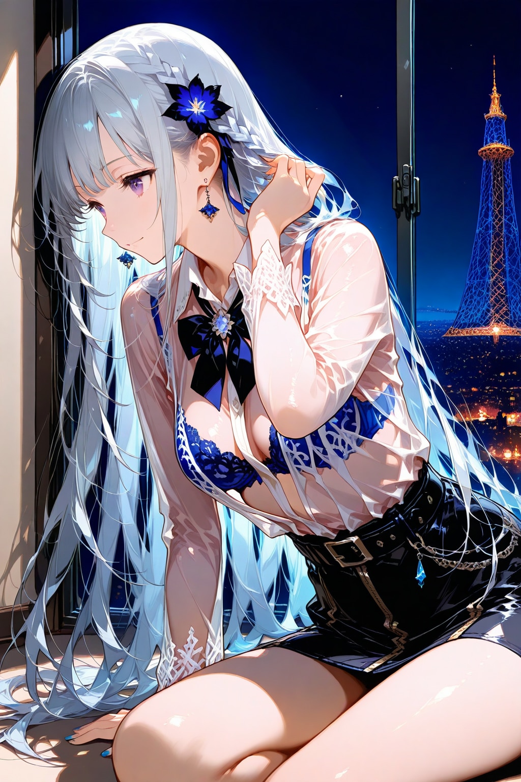 ふぅ～❤️今日も暑かったわね❤️早くお風呂入ってこの夜景で1杯やりますか❤️