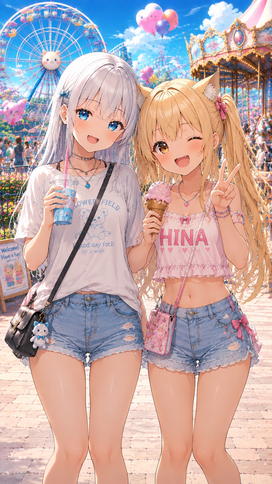 うちの子コラボ　銀子と陽菜 | の人気AIイラスト・グラビア