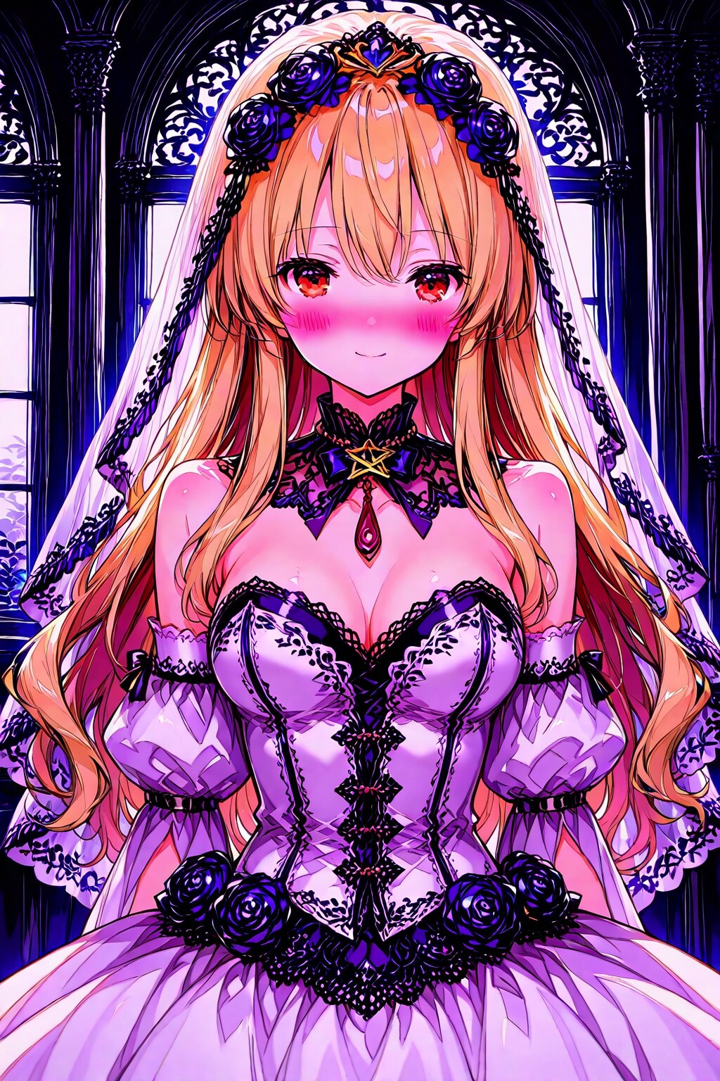 ウェディングドレスの紫