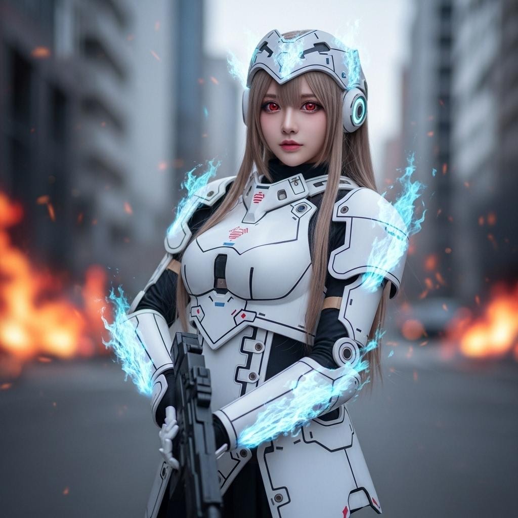 炎揺らめくアンドロイド