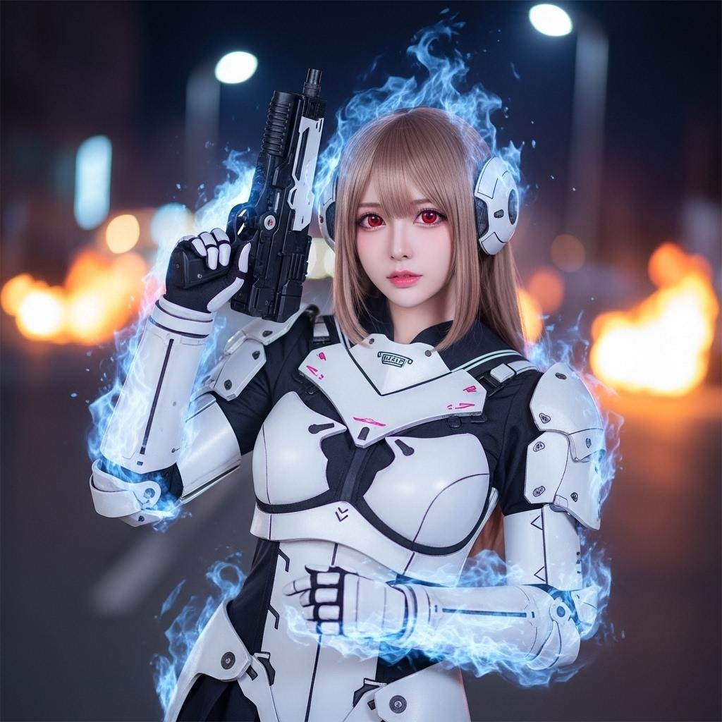 炎揺らめくアンドロイド