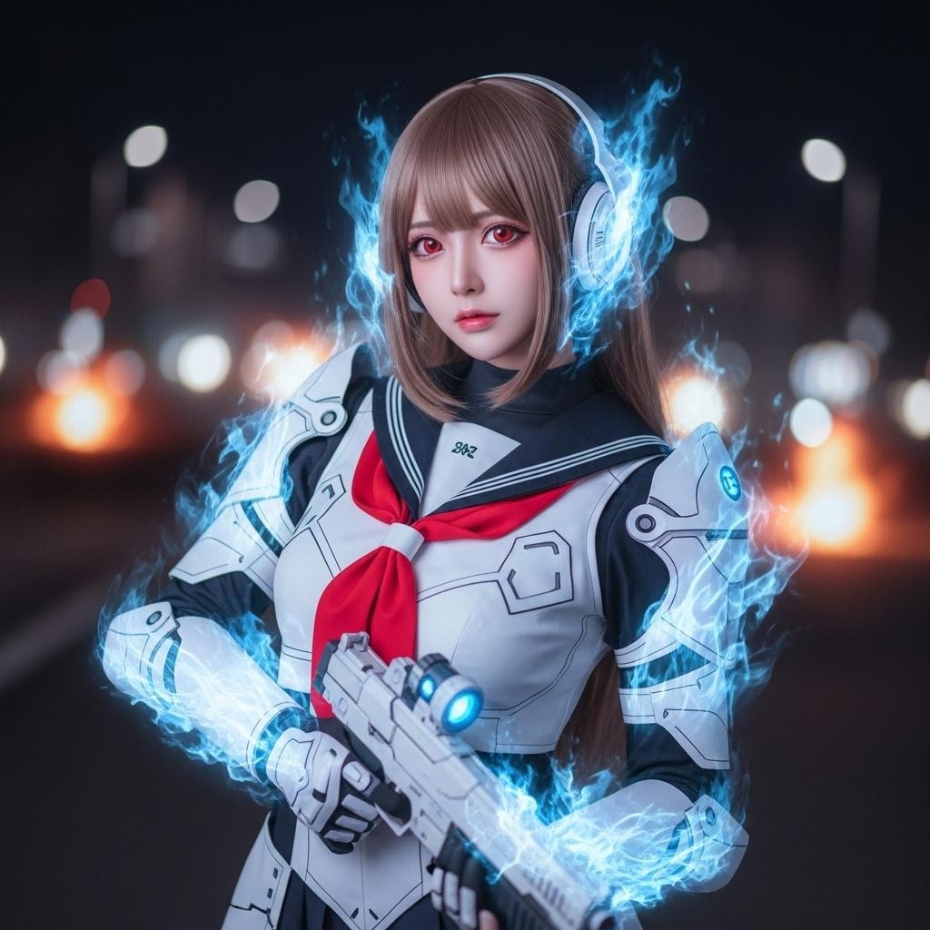 炎揺らめくアンドロイド