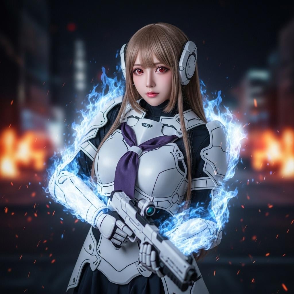 炎揺らめくアンドロイド