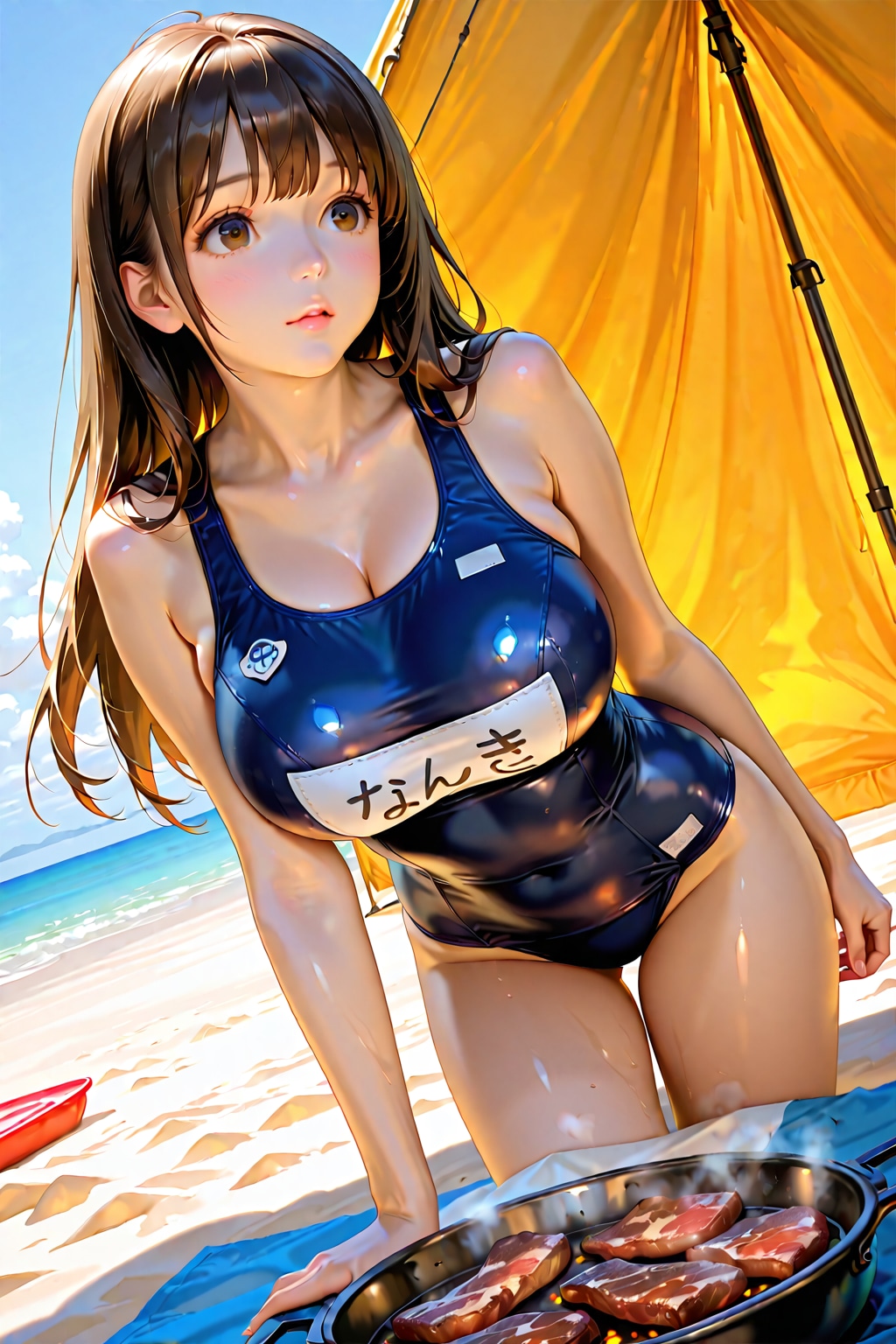 スクール水着でキャンプ