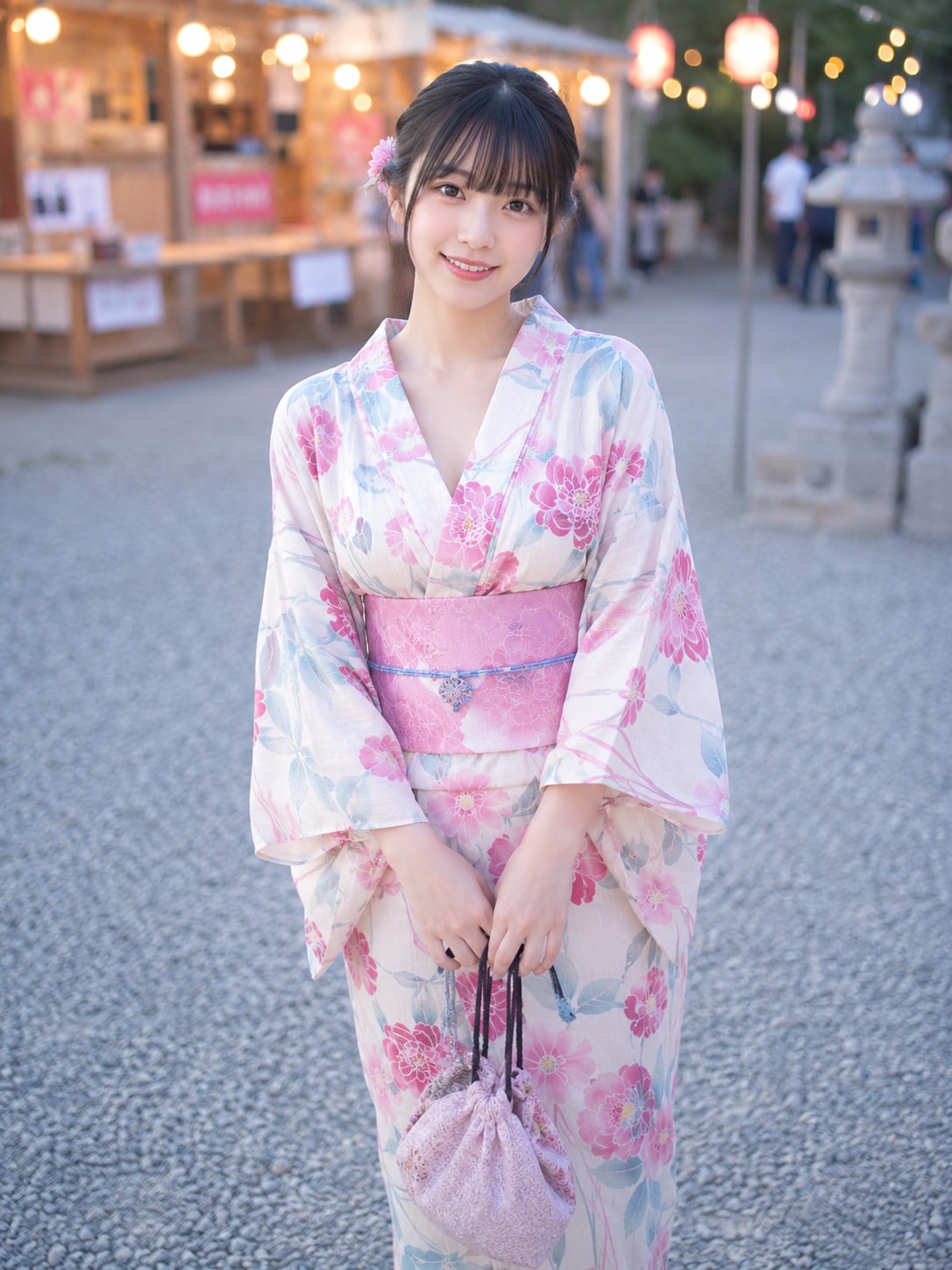 夏祭り会場にいる清楚系美女