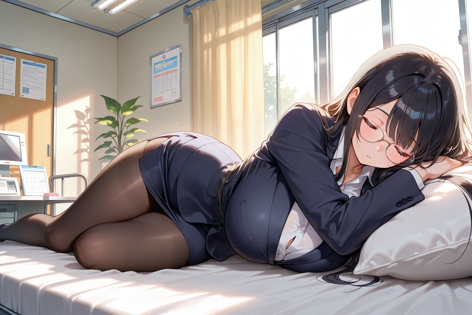 保健室で寝る先生