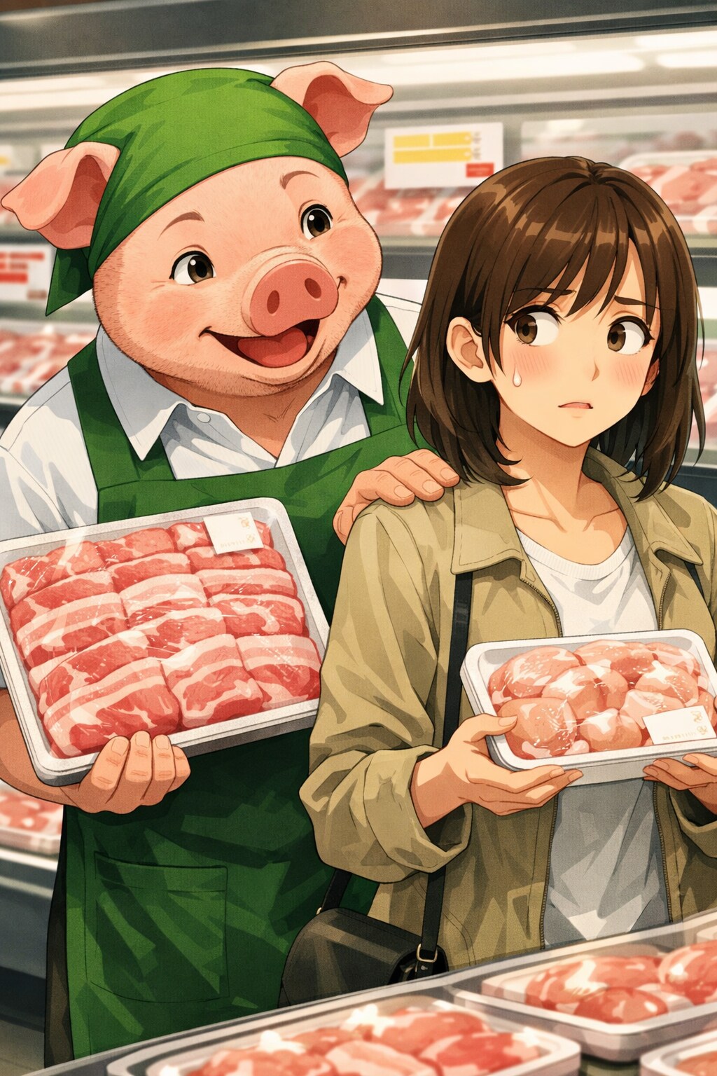 おい、豚肉買えよ