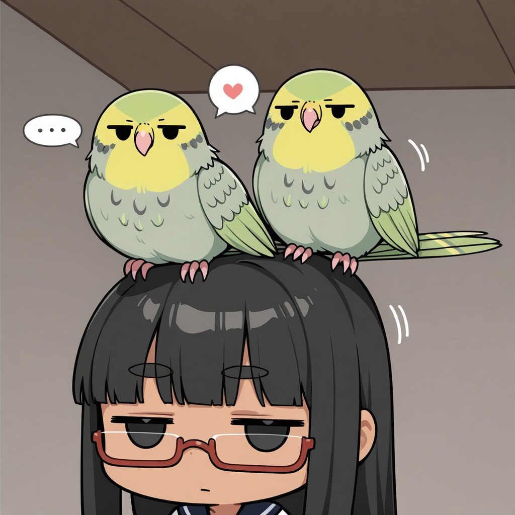 ジト目お姉ちゃんとインコ
