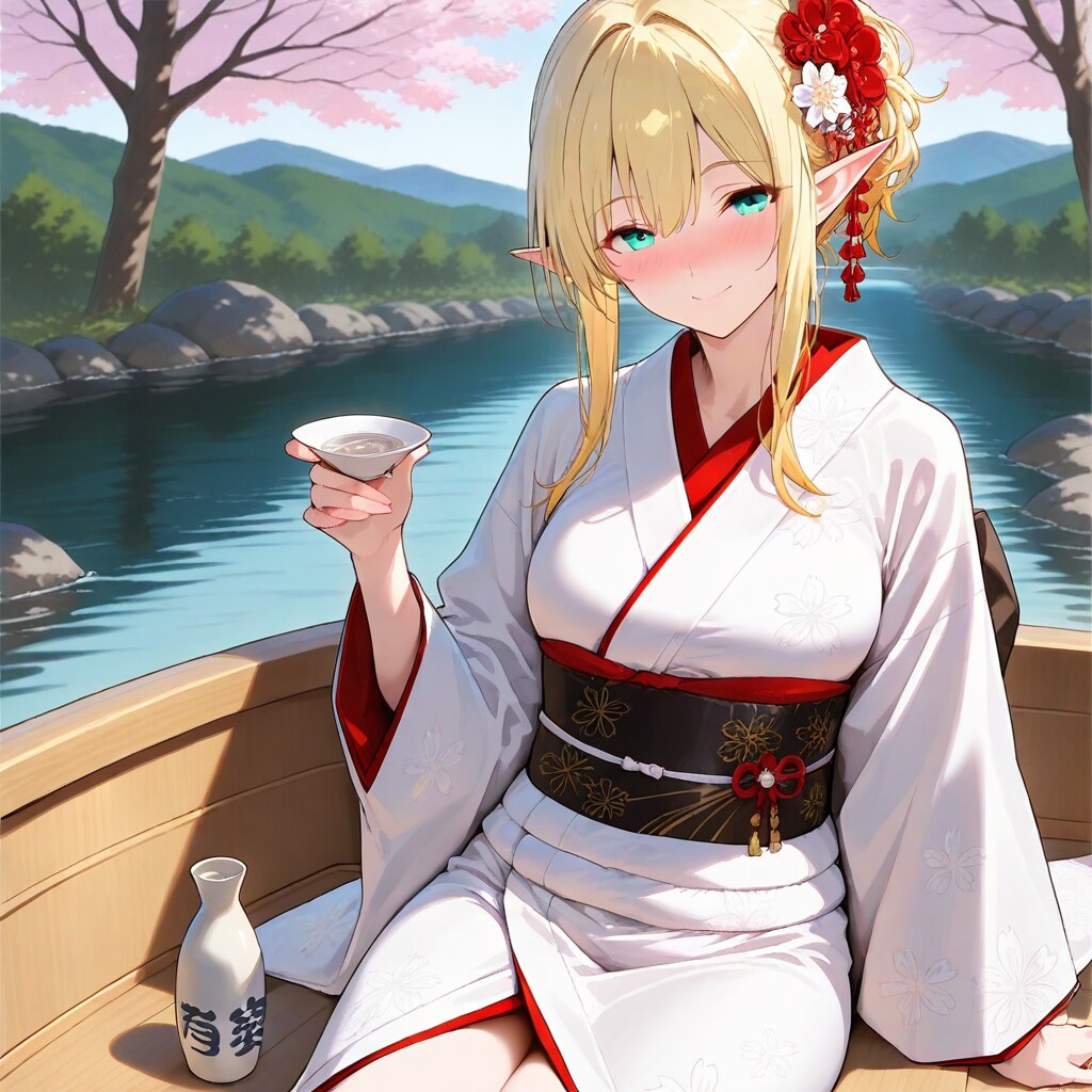 日本に転移したエルフさん、花見酒を満喫する