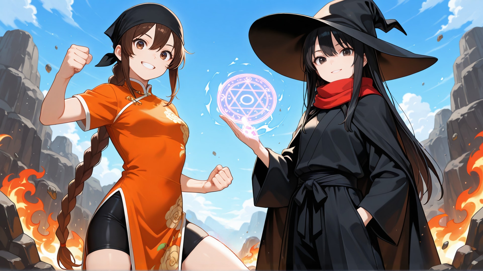 師匠さんと共闘する魔女さん
