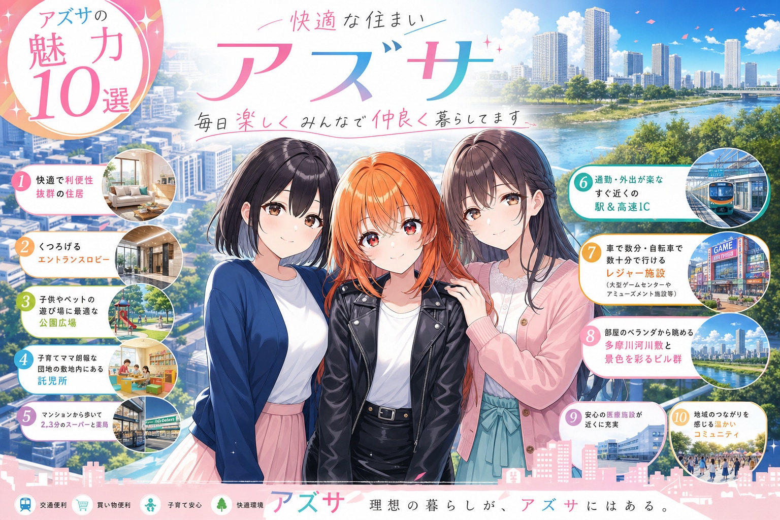 仲良しうちの子３人の暮らす居住地域（ポスター風）