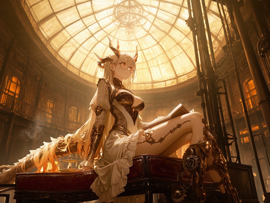 スチームパンク風、ドラゴン娘