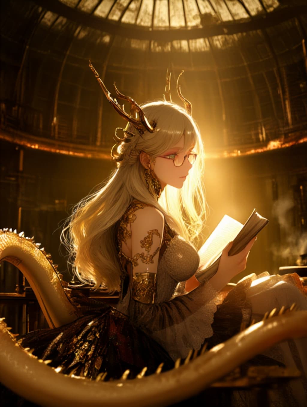 スチームパンク風、ドラゴン娘