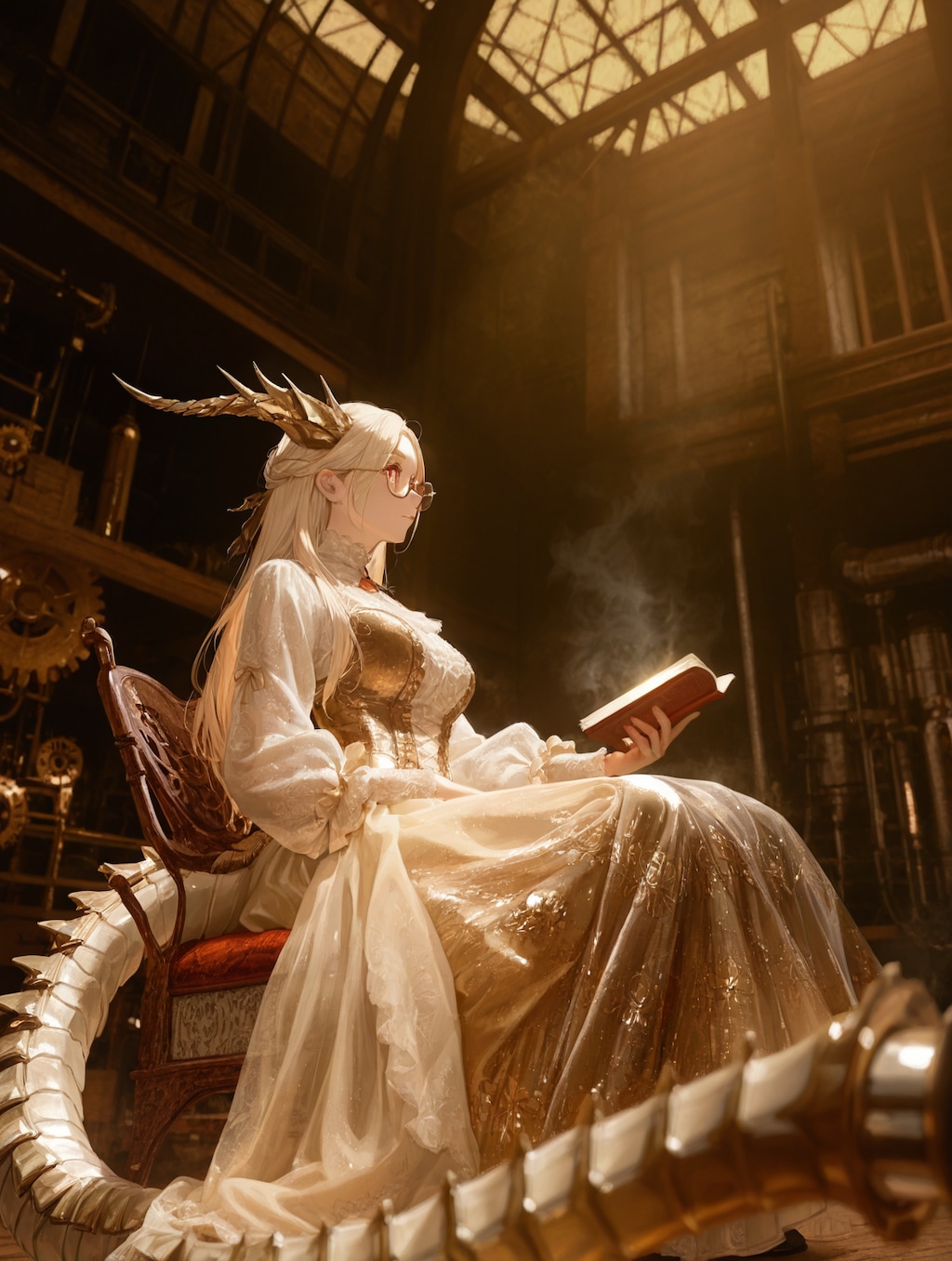 スチームパンク風、ドラゴン娘