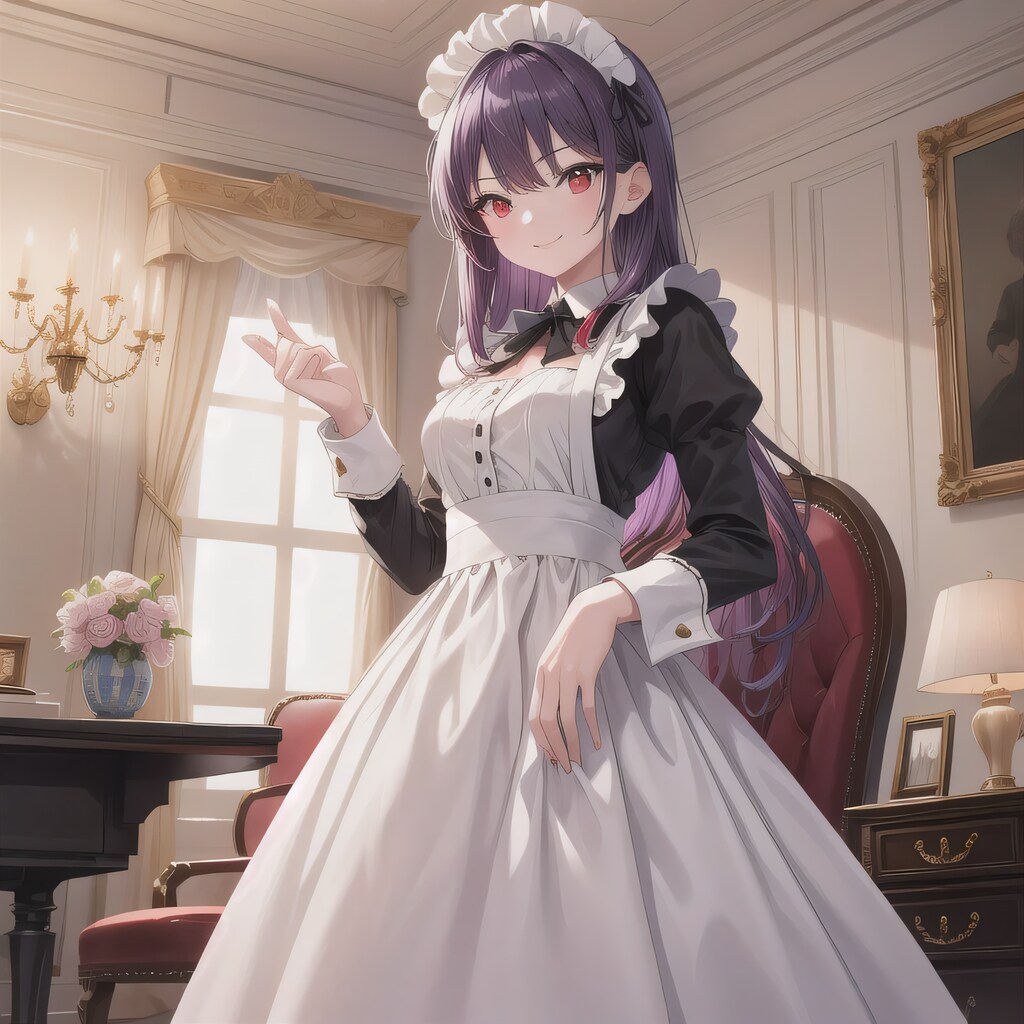 紫髪ロングでメイド服の少女９