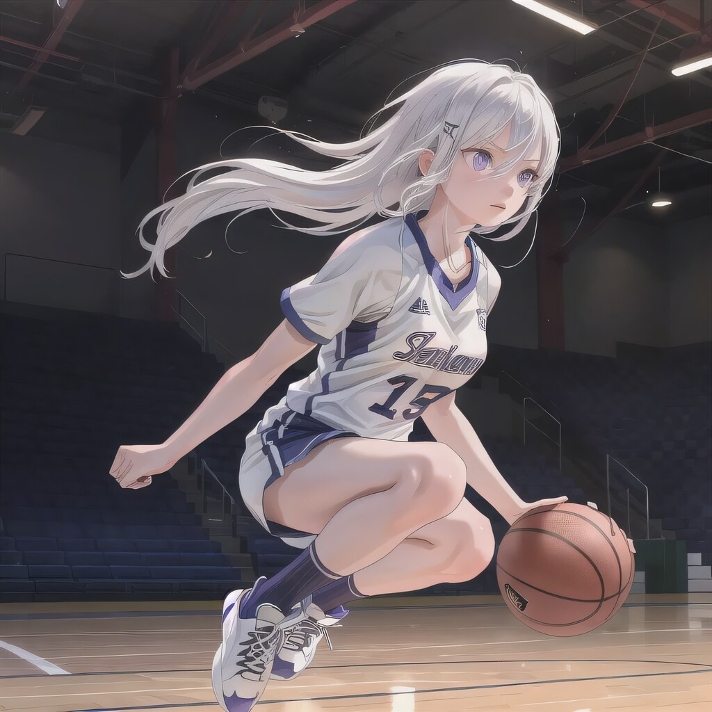 白髪ロングでユニフォームの少女６