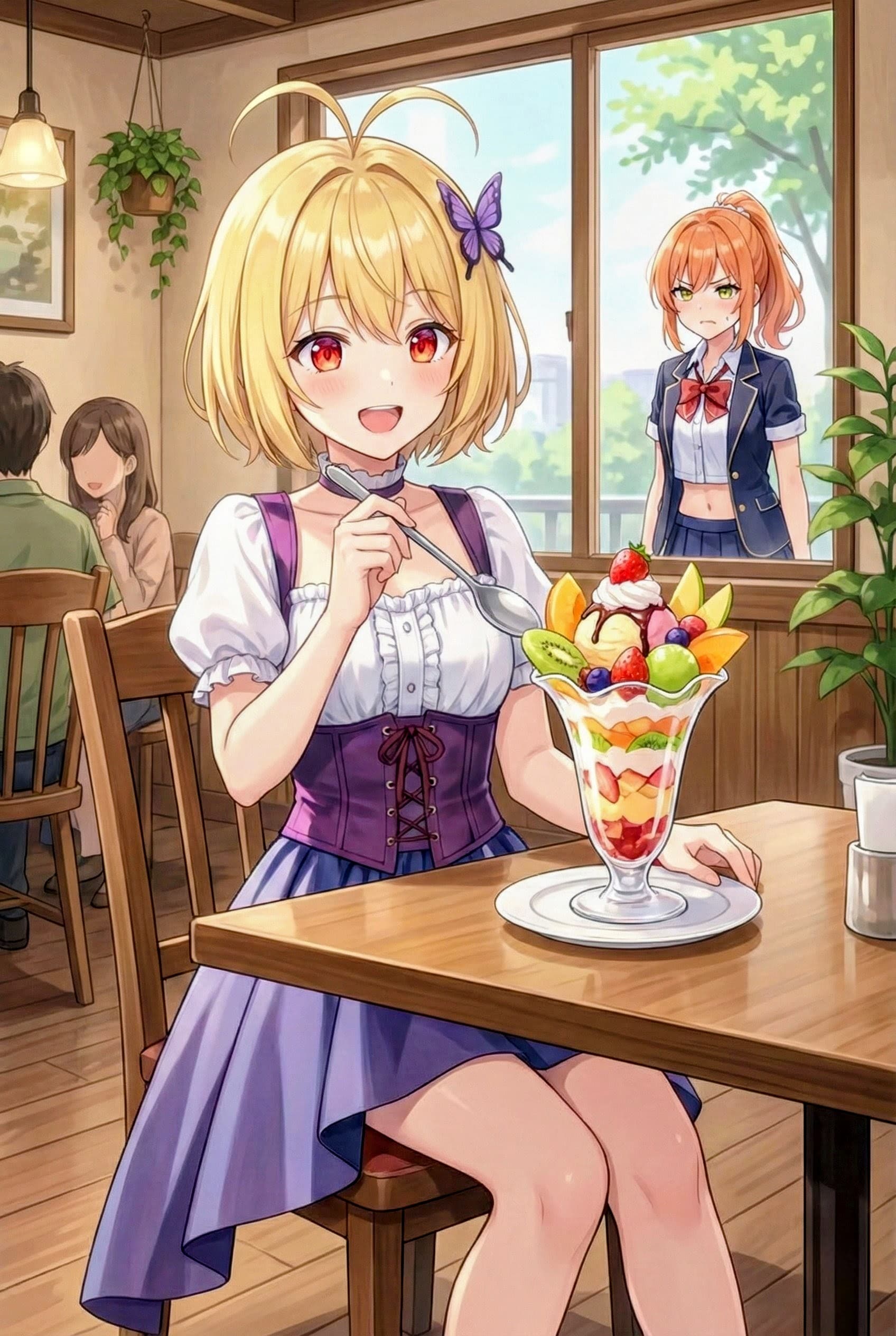 ロケの合間にスイーツを | の人気AIイラスト・グラビア