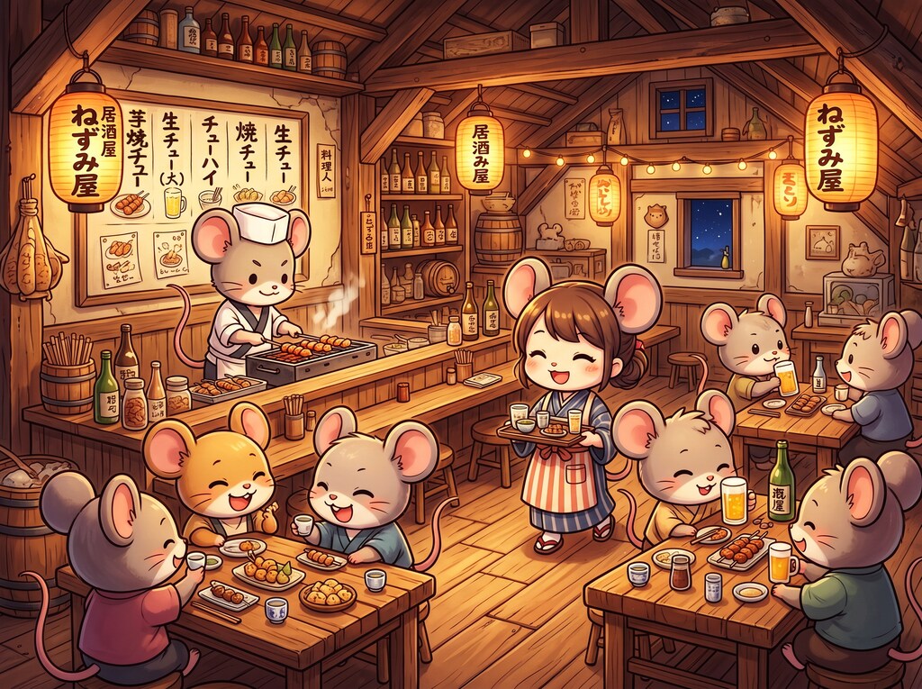 ねずみ居酒屋でチュー