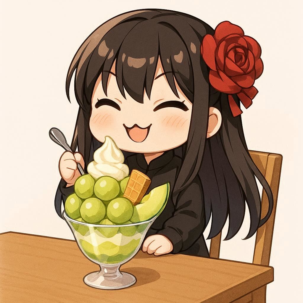 メロンパフェとツバキ