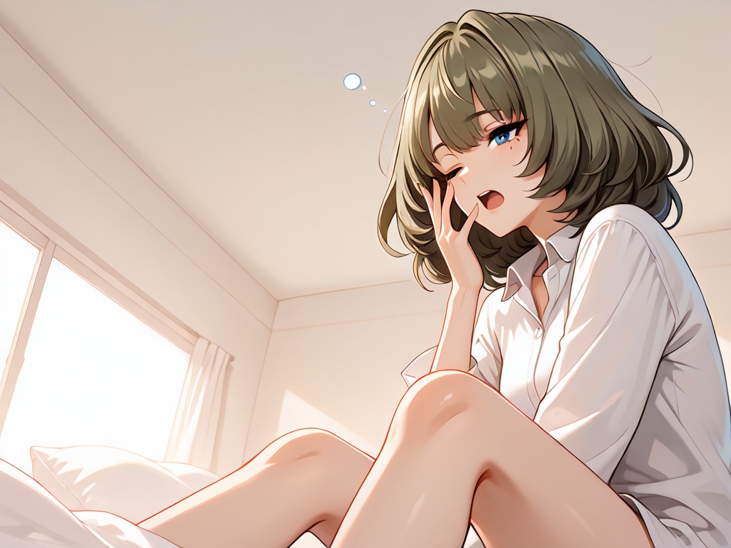 あくび 裸Yシャツ | の人気AIイラスト・グラビア