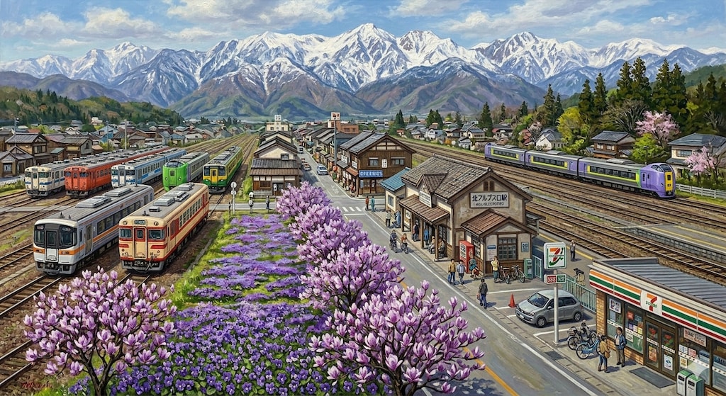 山が見える（車輌基地）
