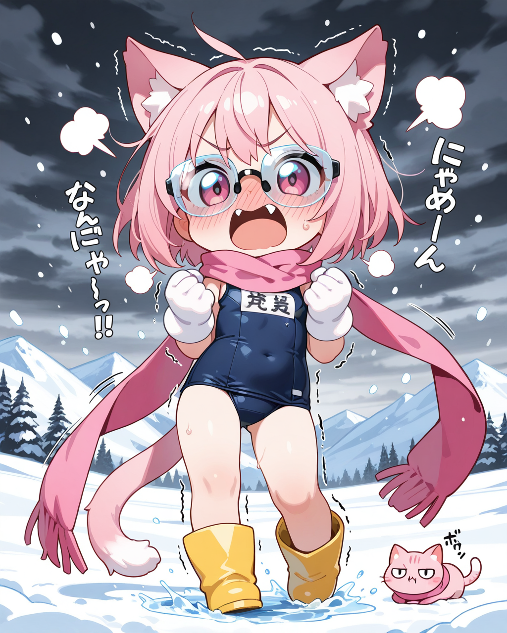 寒さでメガネが凍ってくるにゃん！！