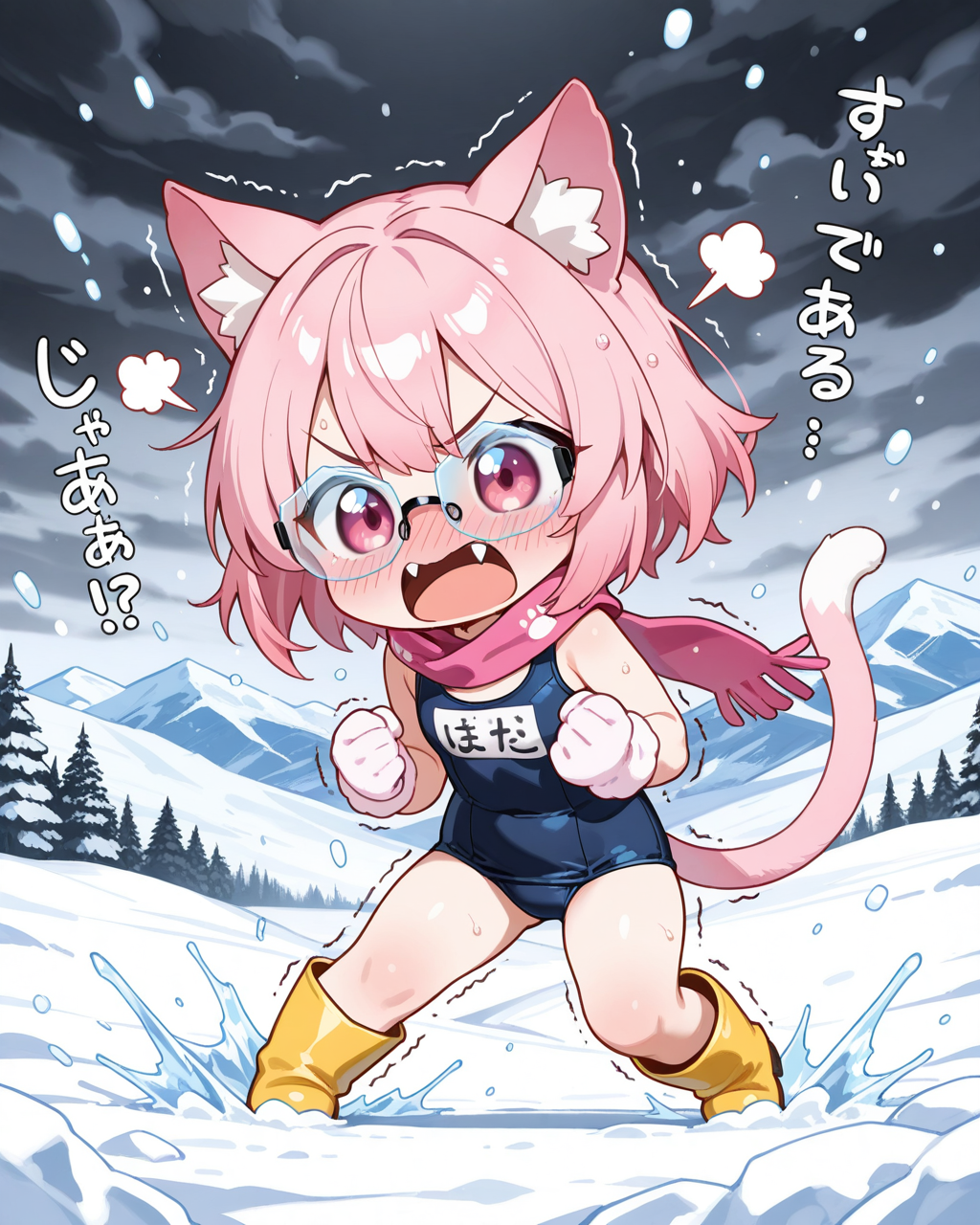寒さでメガネが凍ってくるにゃん！！
