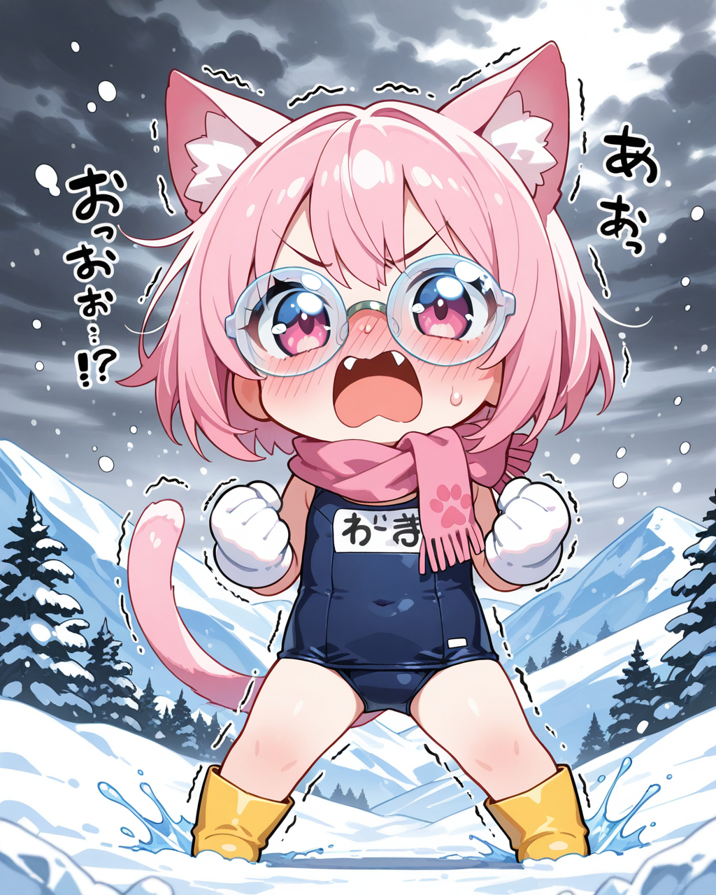 寒さでメガネが凍ってくるにゃん！！