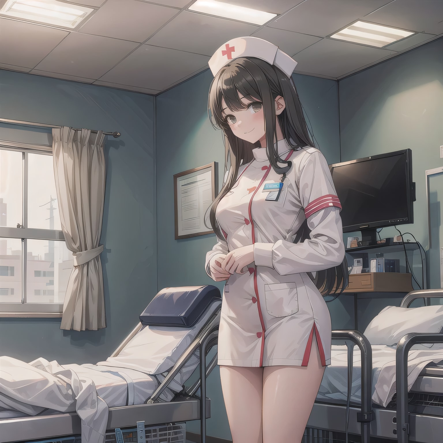 黒髪ロングで白衣の少女３７ | の人気AIイラスト・グラビア