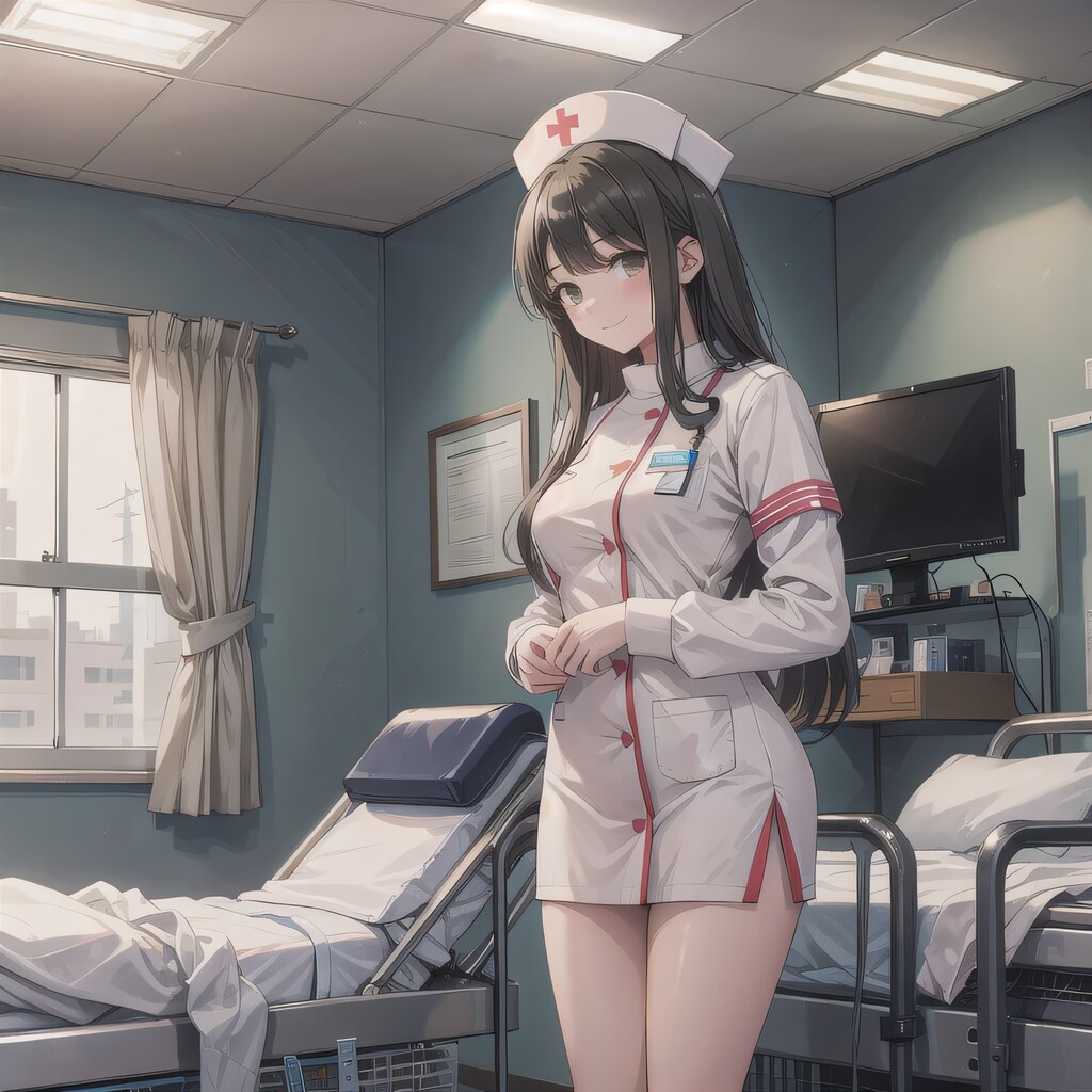 黒髪ロングで白衣の少女３７