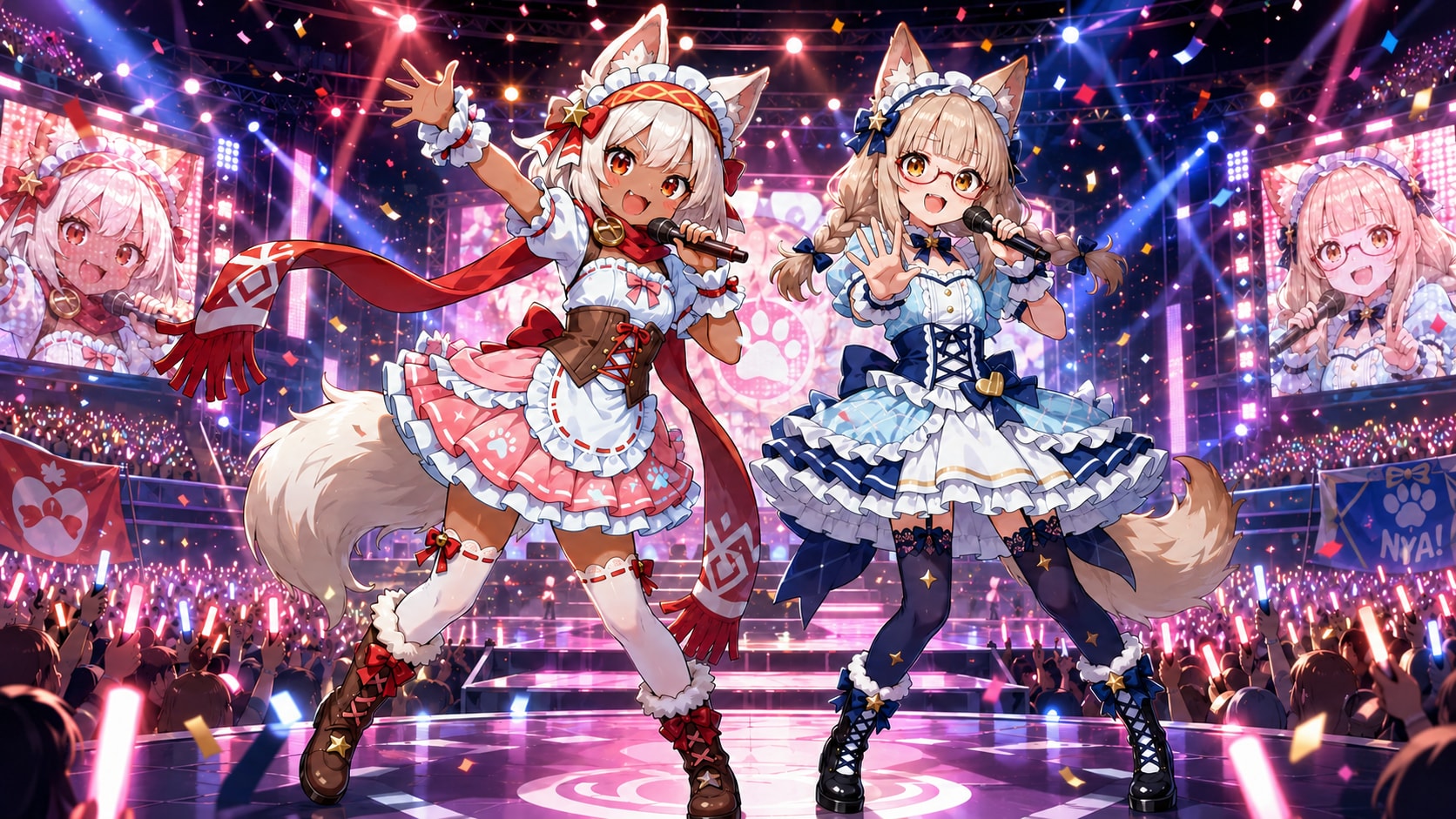 森と街の狼耳民族アイドルユニット