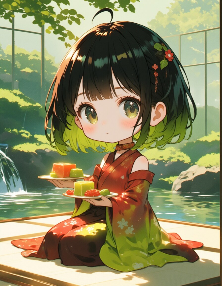 ようかん擬人化のちびキャラ：和菓子の静寂な美しさ | の人気AIイラスト・グラビア