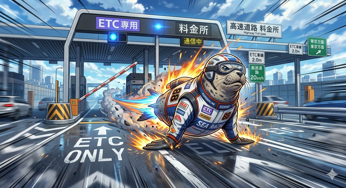 ETCレーンでロケットスタートをする疾走アザラシ | の人気AIイラスト・グラビア