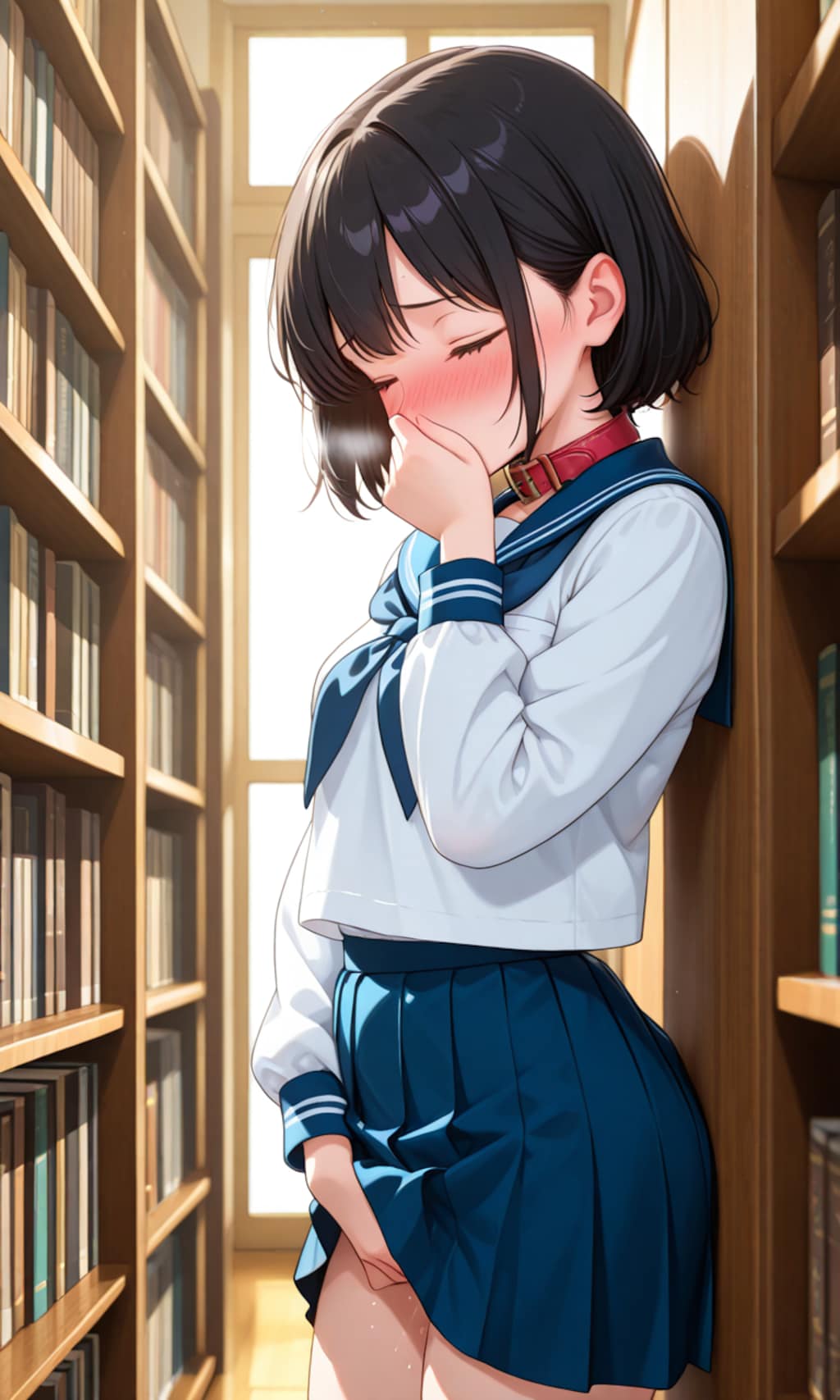 図書室でこっそりオナニーする美少女ちゃん