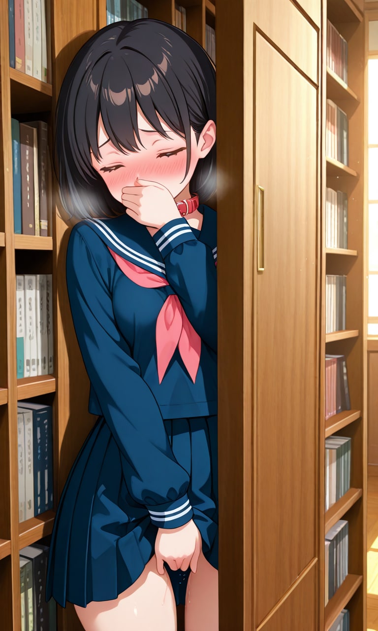 図書室でこっそりオナニーする美少女ちゃん