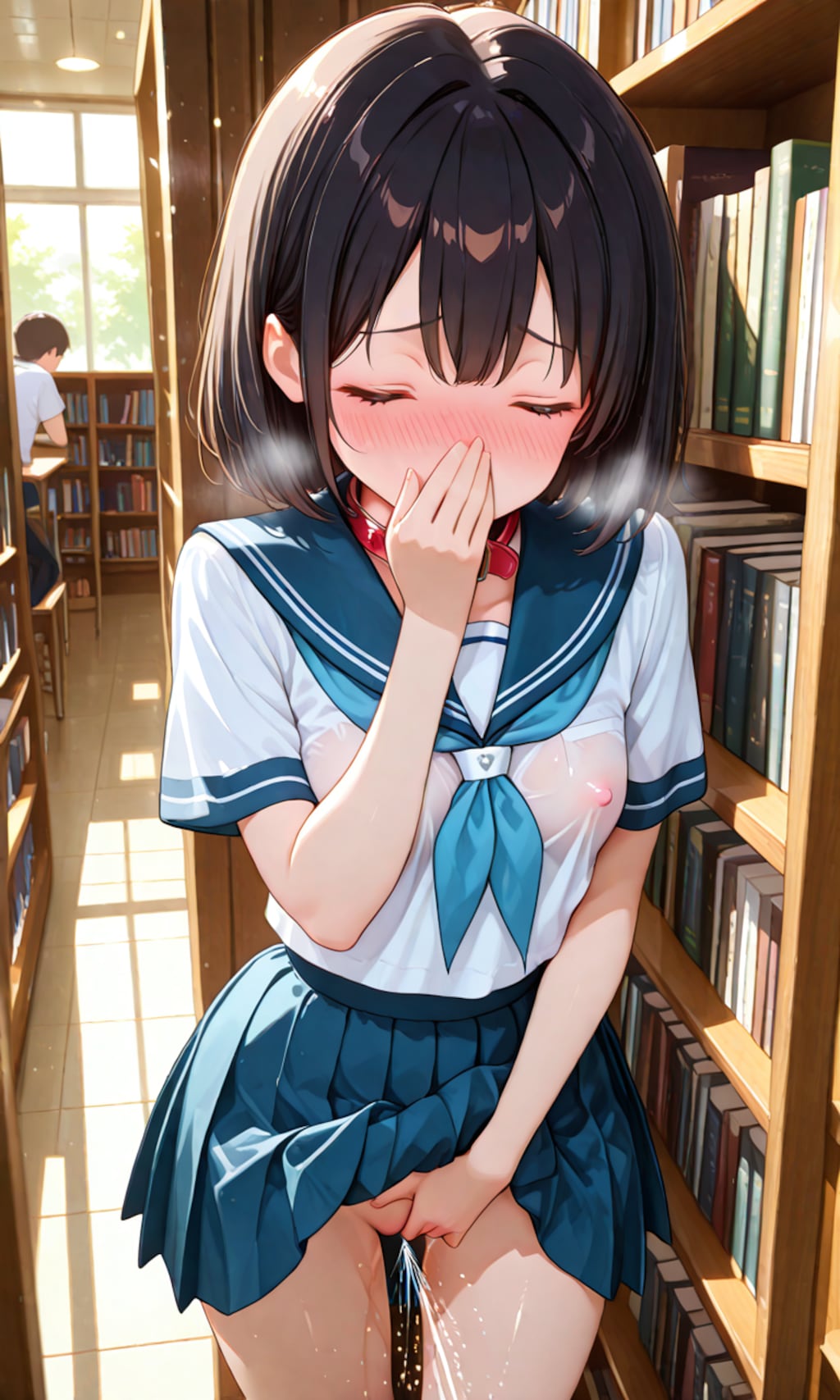 図書室でこっそりオナニーする美少女ちゃん
