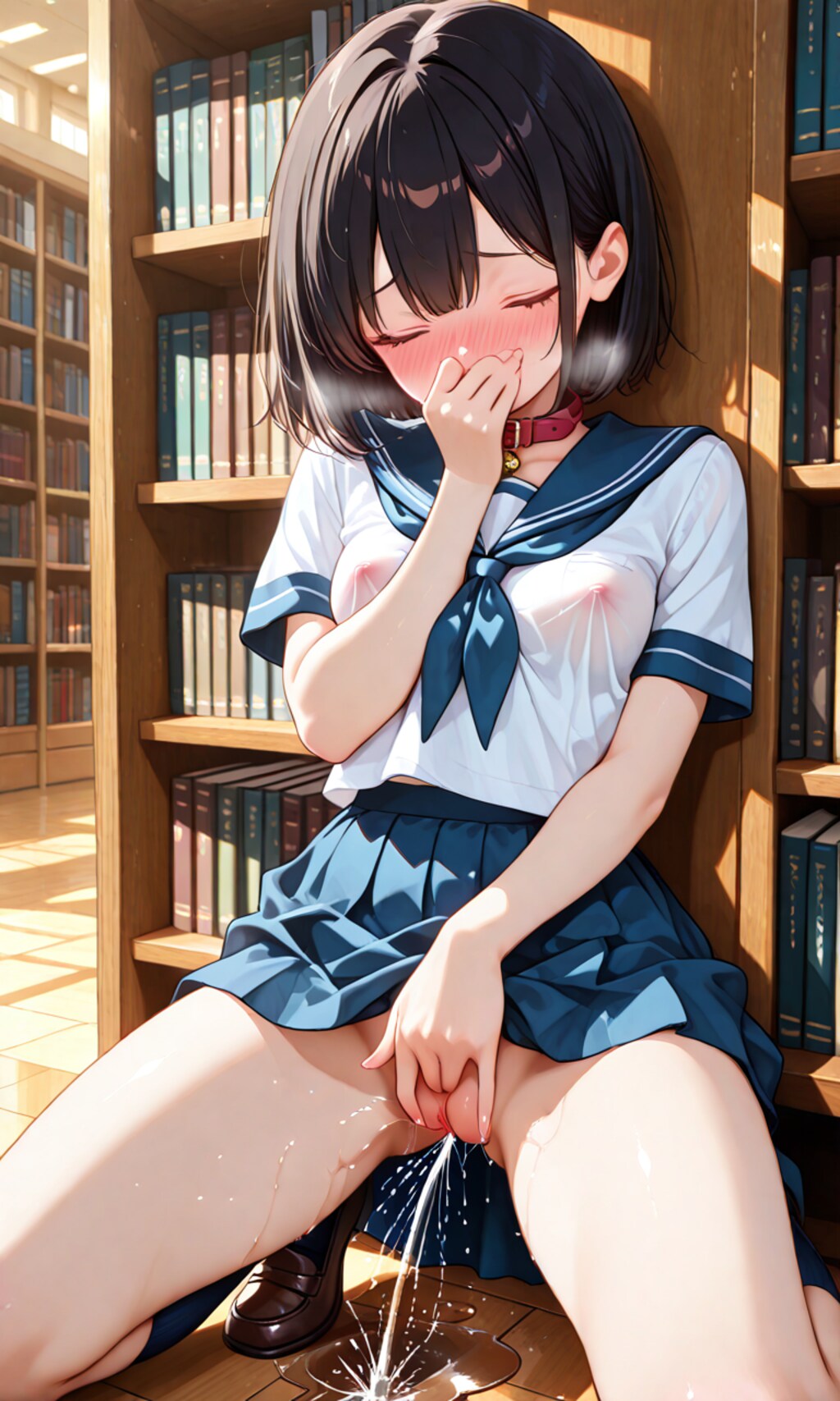 図書室でこっそりオナニーする美少女ちゃん