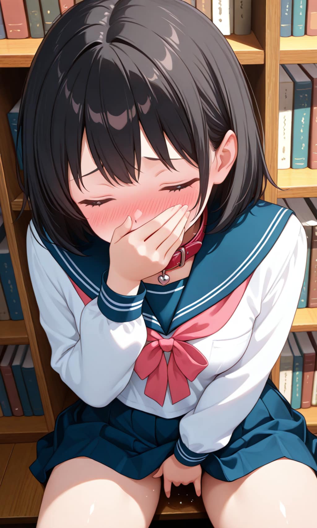 図書室でこっそりオナニーする美少女ちゃん