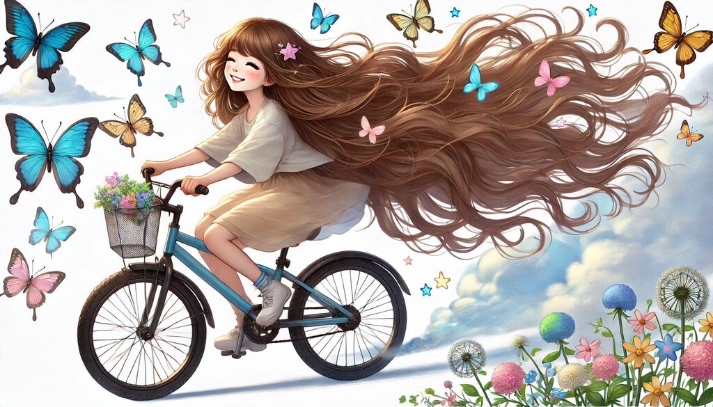 自転車に乗る女の子とスタイル変更