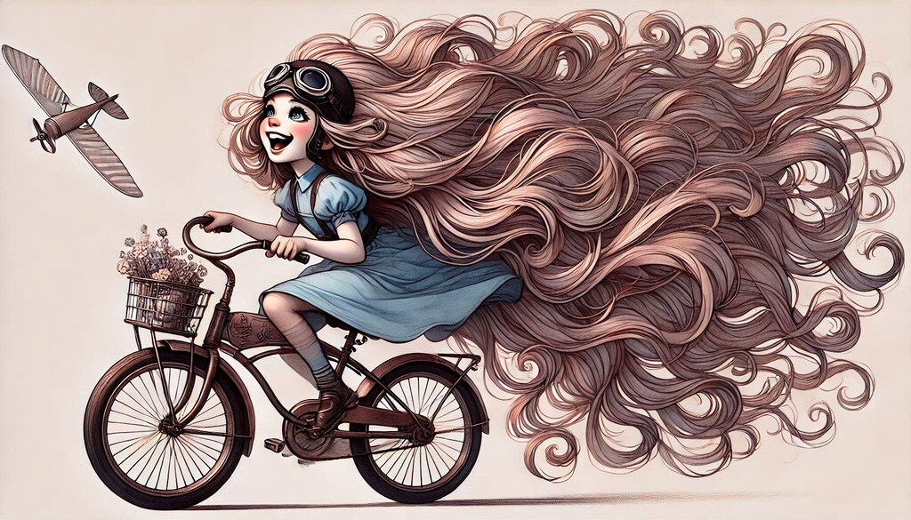 自転車に乗る女の子とスタイル変更