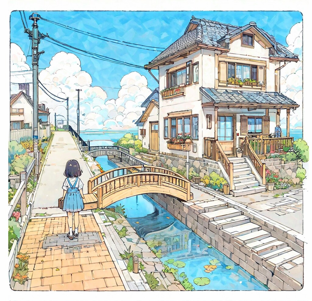 街と水たまり、少女206