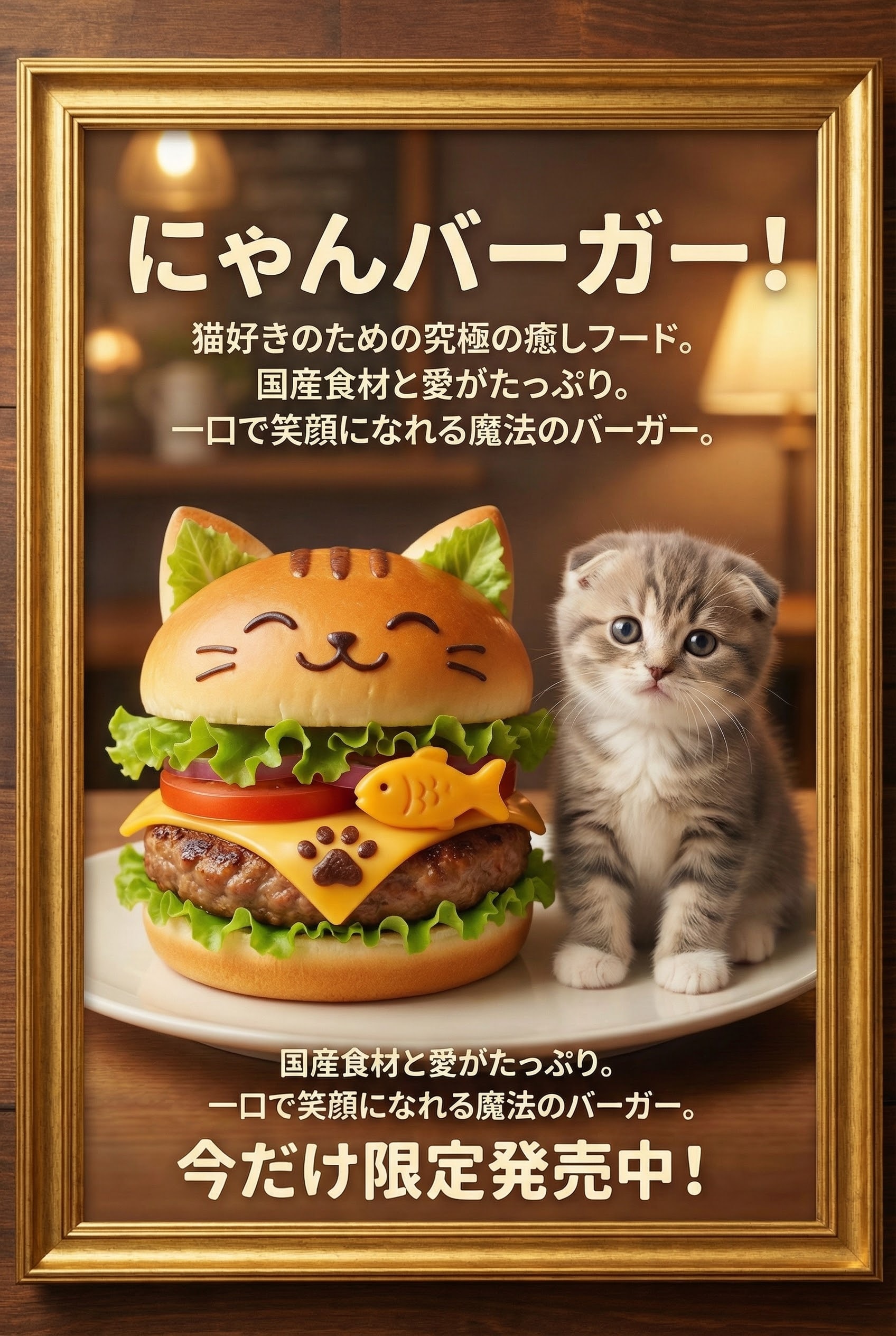 にゃんバーガー　広告 | の人気AIイラスト・グラビア