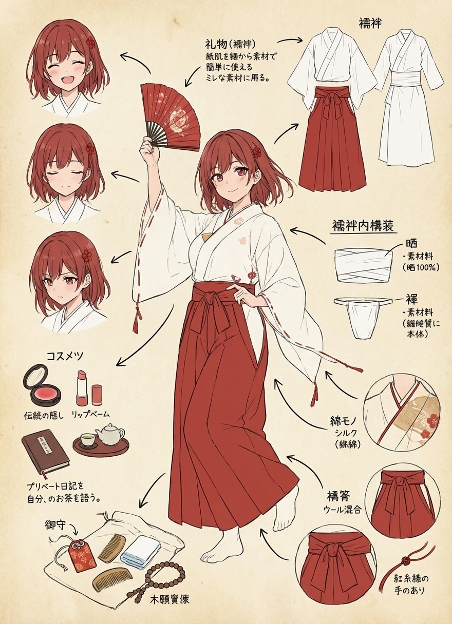 生駒のぞみ(うちの娘)のキャラクターシート【巫女装束Edition】 | の人気AIイラスト・グラビア