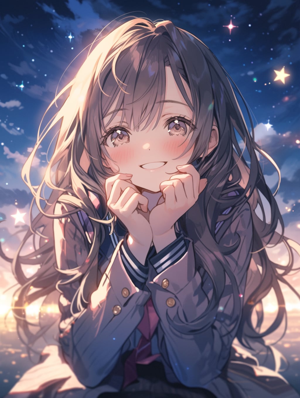 星空と女の子 Starry Sky and Girl