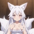 白髪狐耳の裸エプロン 2枚目