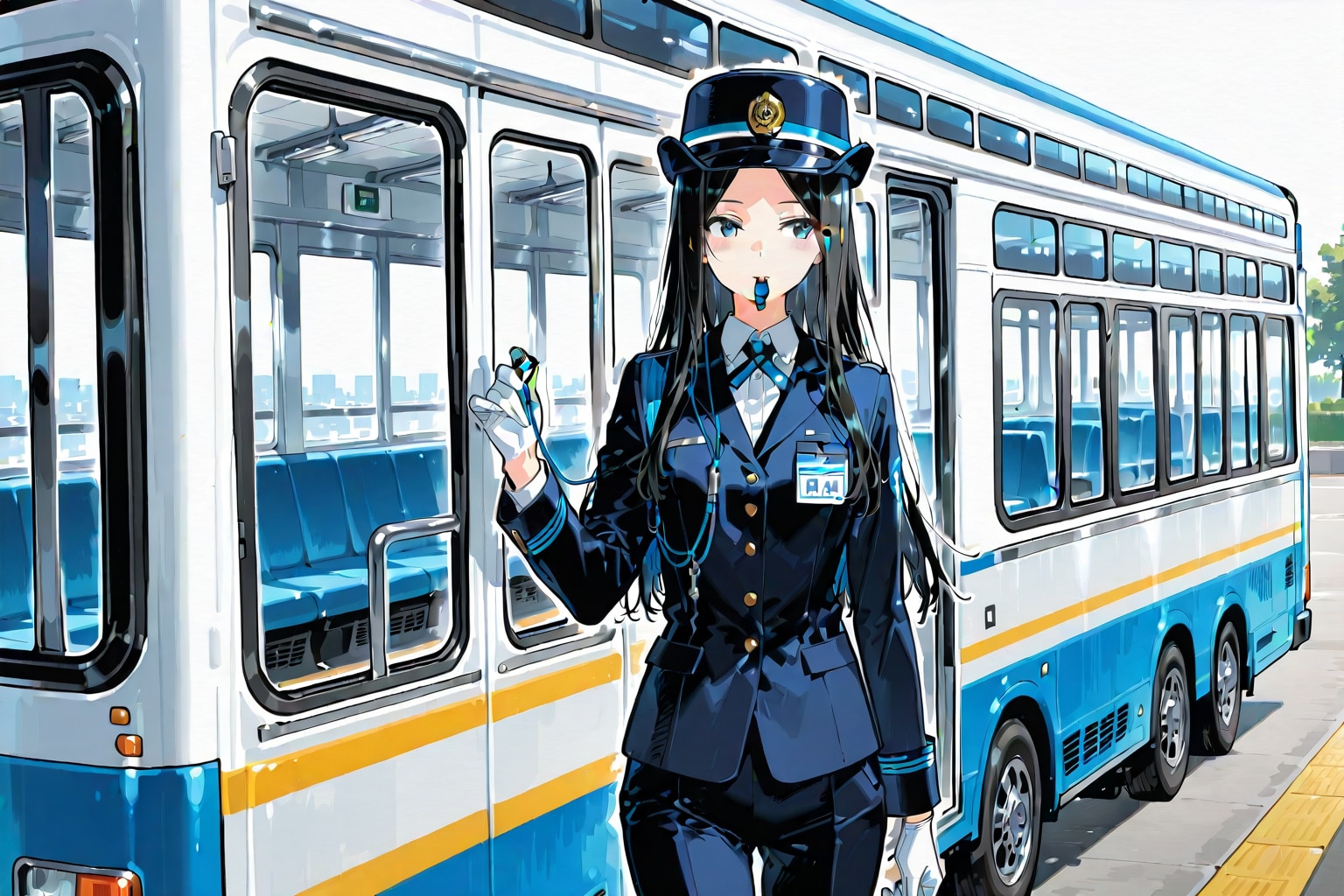 【企画：バスガイド】新人研修でバスの誘導練習中② | の人気AIイラスト・グラビア