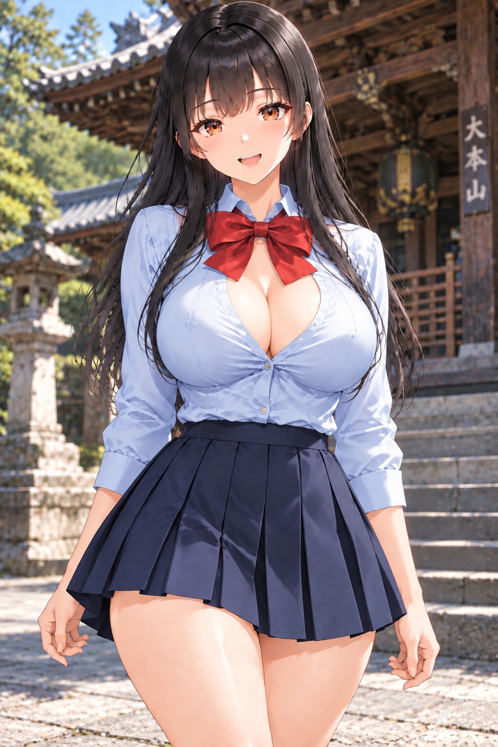 旅行中の黒髪JK